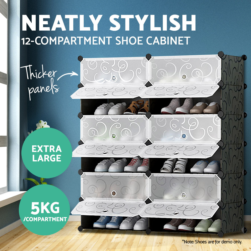 Shoe Storage Cabinet Shoes Rack Shelf Cube Organiser Stackable Portable 6 Tier