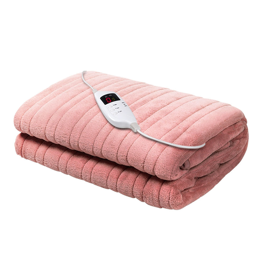 Giselle Bedding Heated Electric Throw Rug Fleece Sunggle Blanket Washable Pink