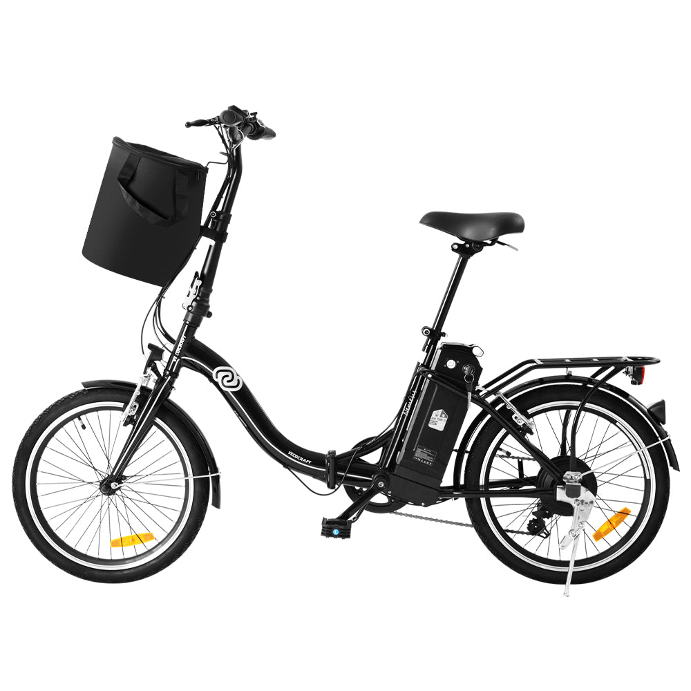 VECOCRAFT 20" Folding Electric Bike eBike e-Bike City Foldable Bicycle Black