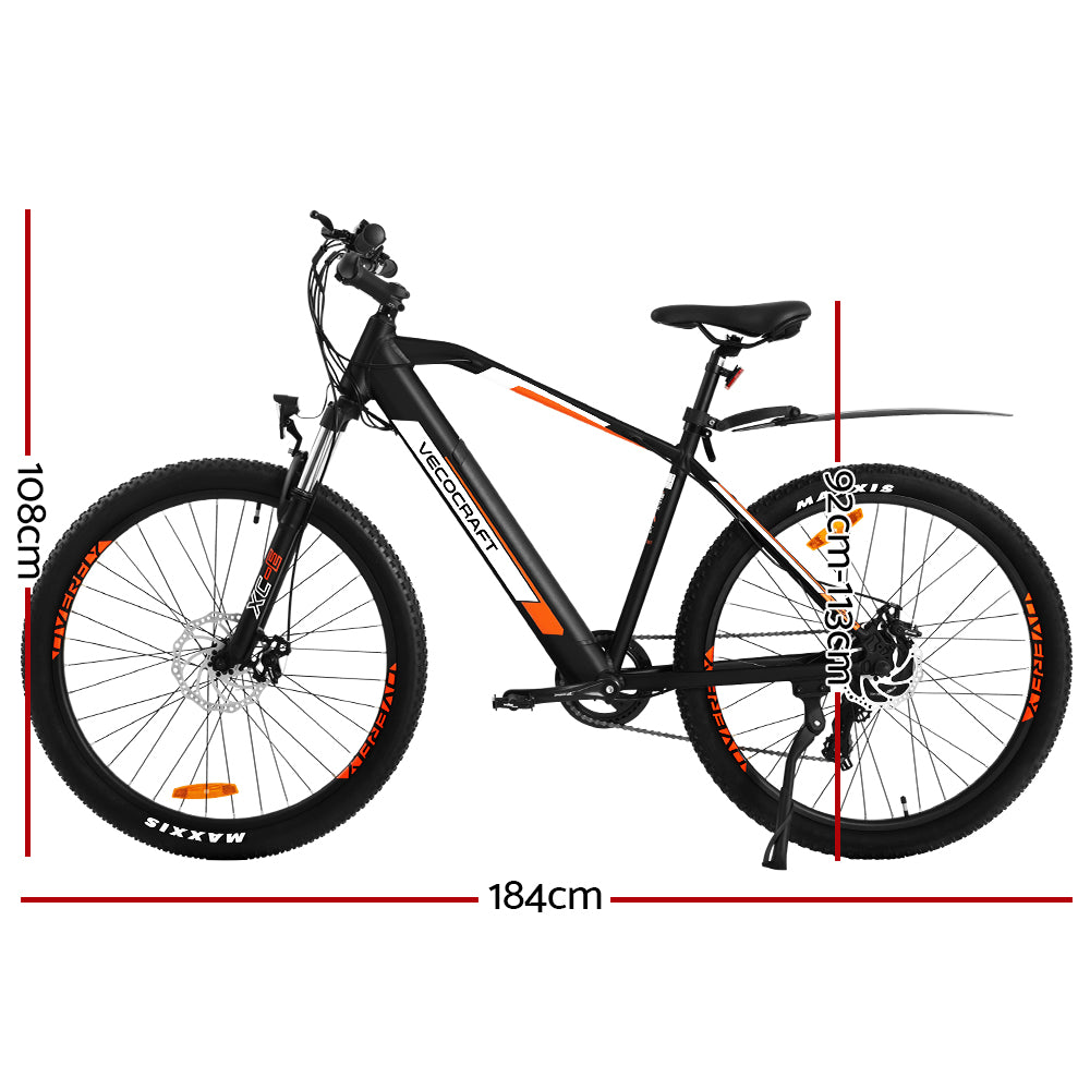 VECOCRAFT 27.5" Electric Bike eBike e-Bike City Mountain Bicycle eMTB Black