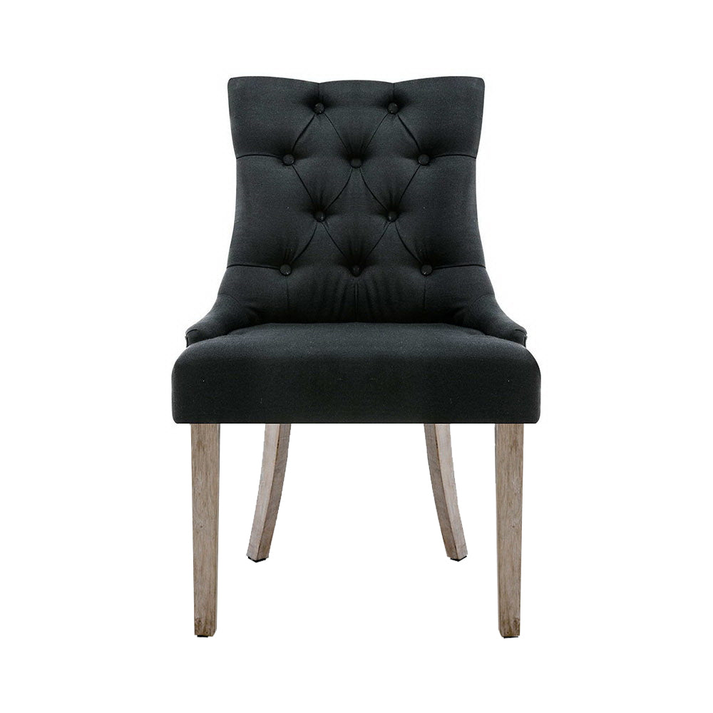 Artiss Dining Chairs Chair French Provincial Wooden Fabric Retro Cafe Black x1