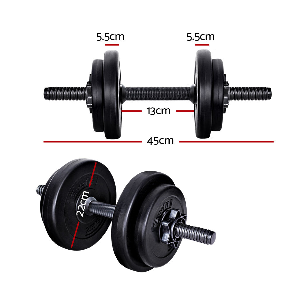 Everfit 17KG Dumbbells Dumbbell Set Weight Plates Home Gym Fitness Exercise