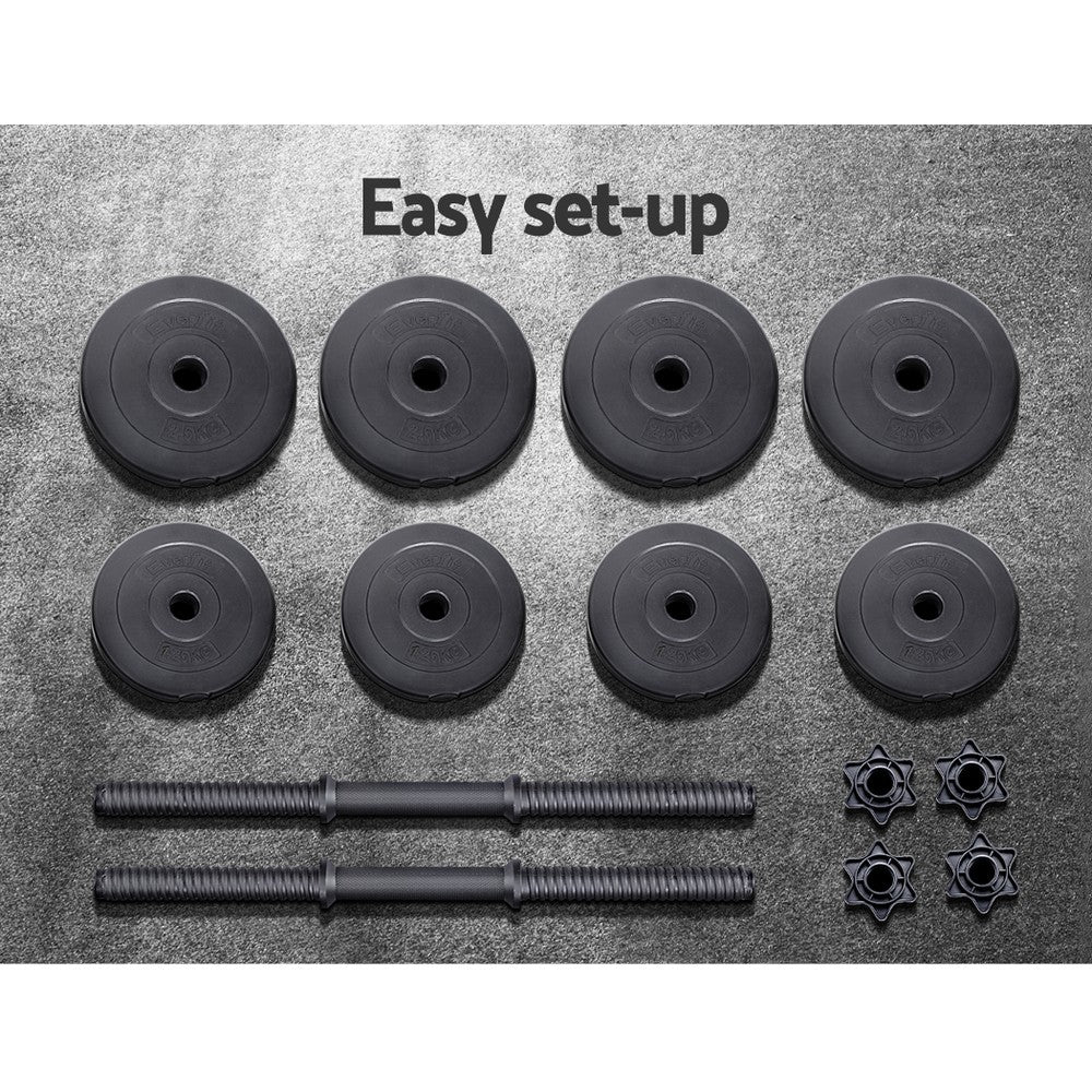 Everfit 17KG Dumbbells Dumbbell Set Weight Plates Home Gym Fitness Exercise