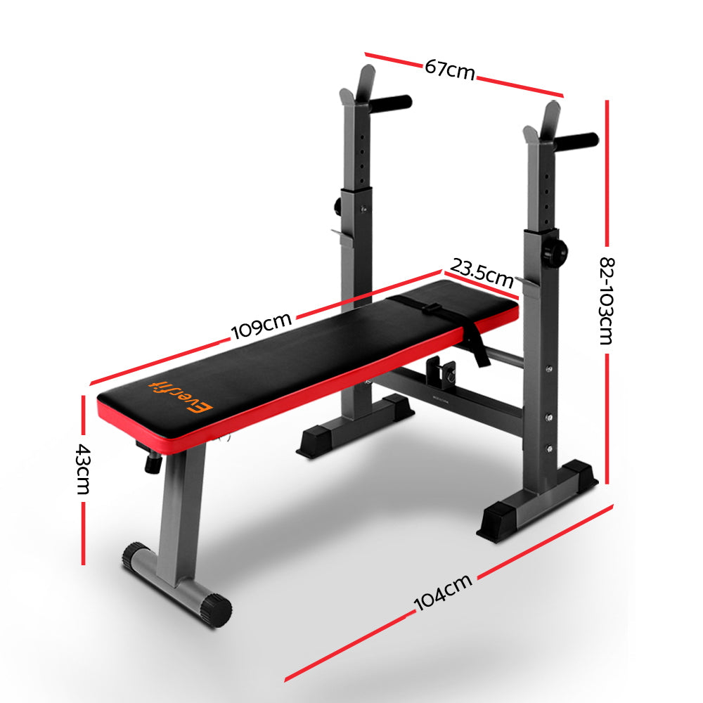 Everfit Multi-Station Weight Bench Press Weights Equipment Fitness Home Gym Red