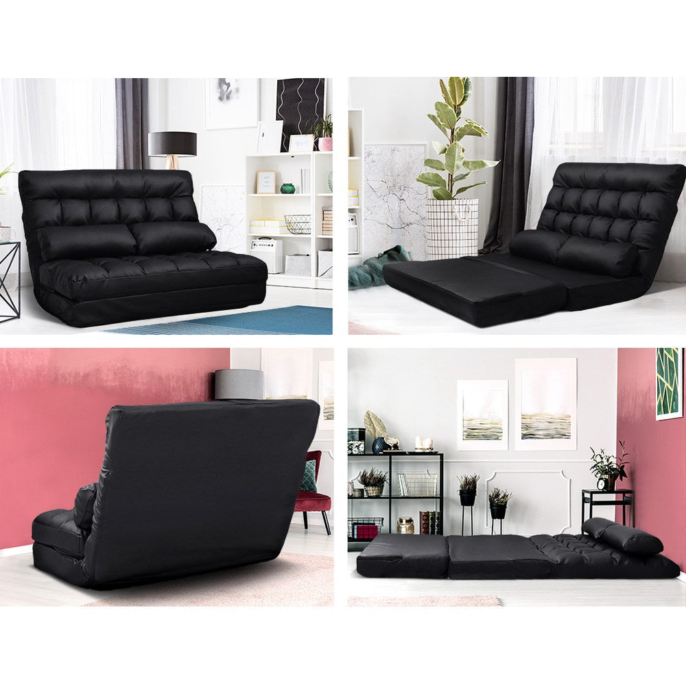 Artiss 2-seater Adjustable Lounge Sofa - Black