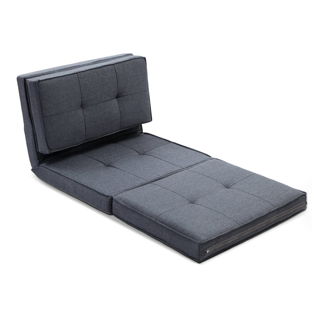 Artiss Lounge Sofa Bed Floor Couch Recliner Chaise Chair Futon Folding Grey