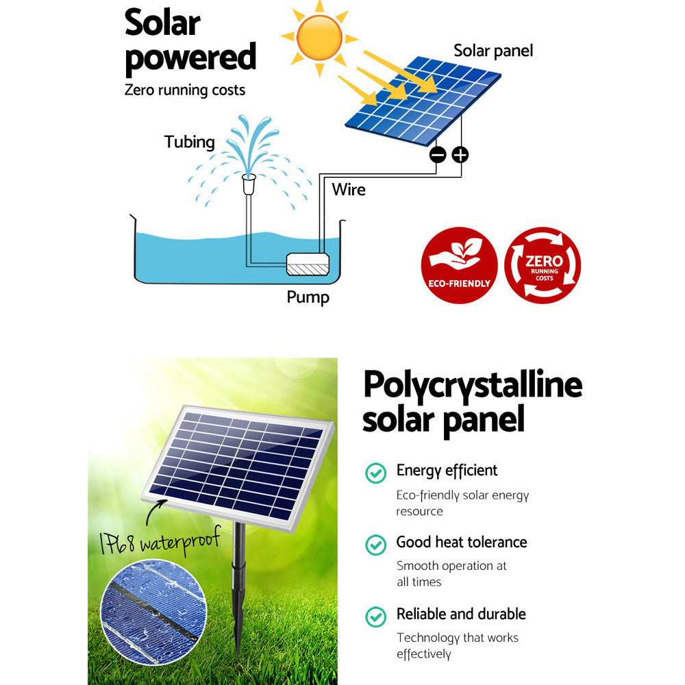 Gardeon Solar Pond Pump Powered Water Fountain Outdoor Submersible Filter 6.6FT