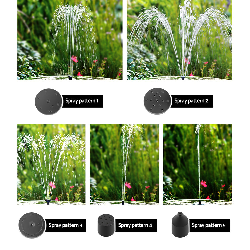 Solar Pond Pump with Battery Garden Water Fountains Panel Kit LED Light 5 FT