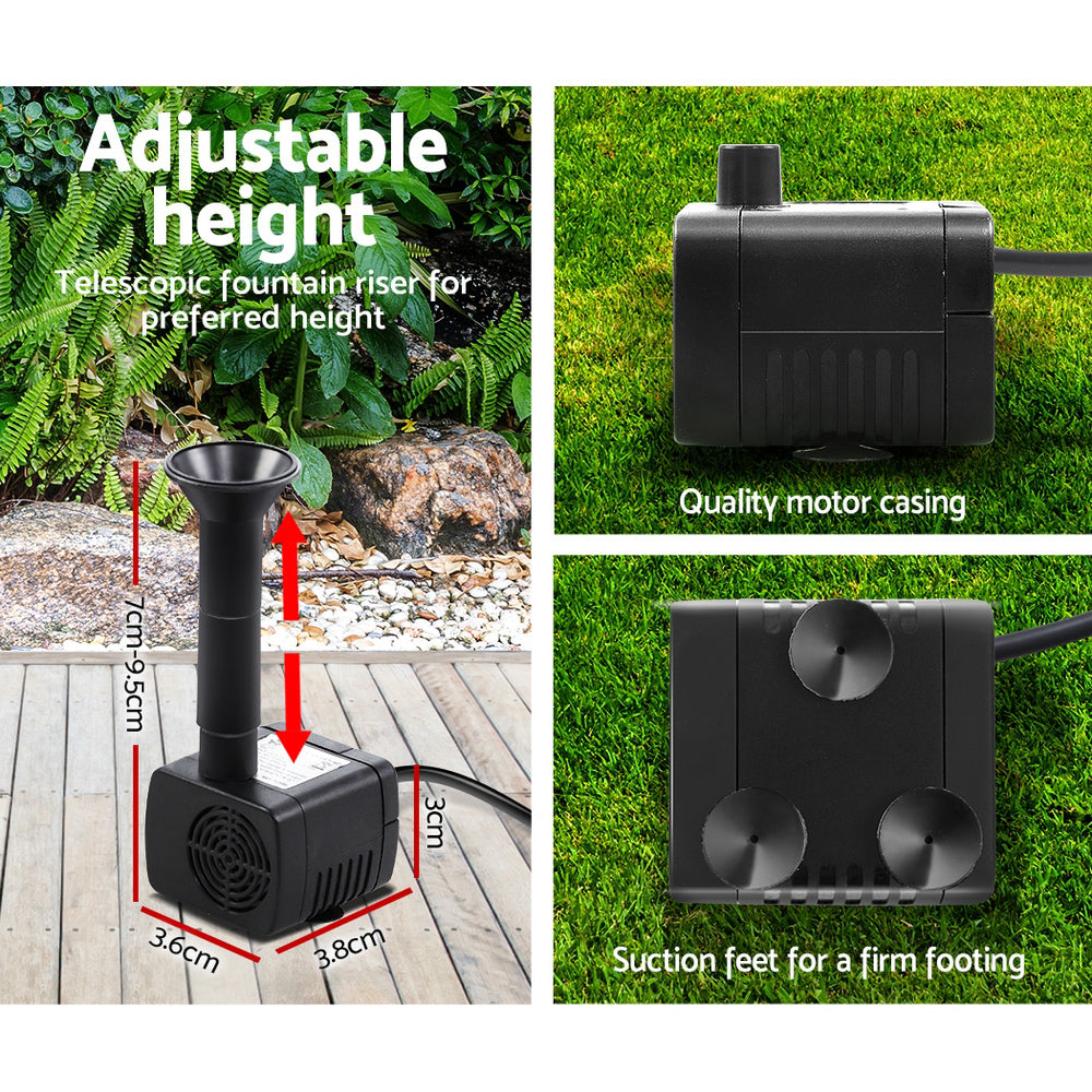 Solar Pond Pump Outdoor Water Fountains Submersible Garden Pool Kit 2.6 FT