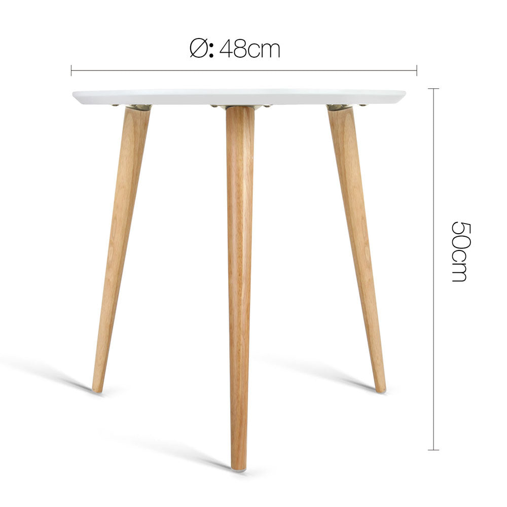 Artiss Round Side Table - White