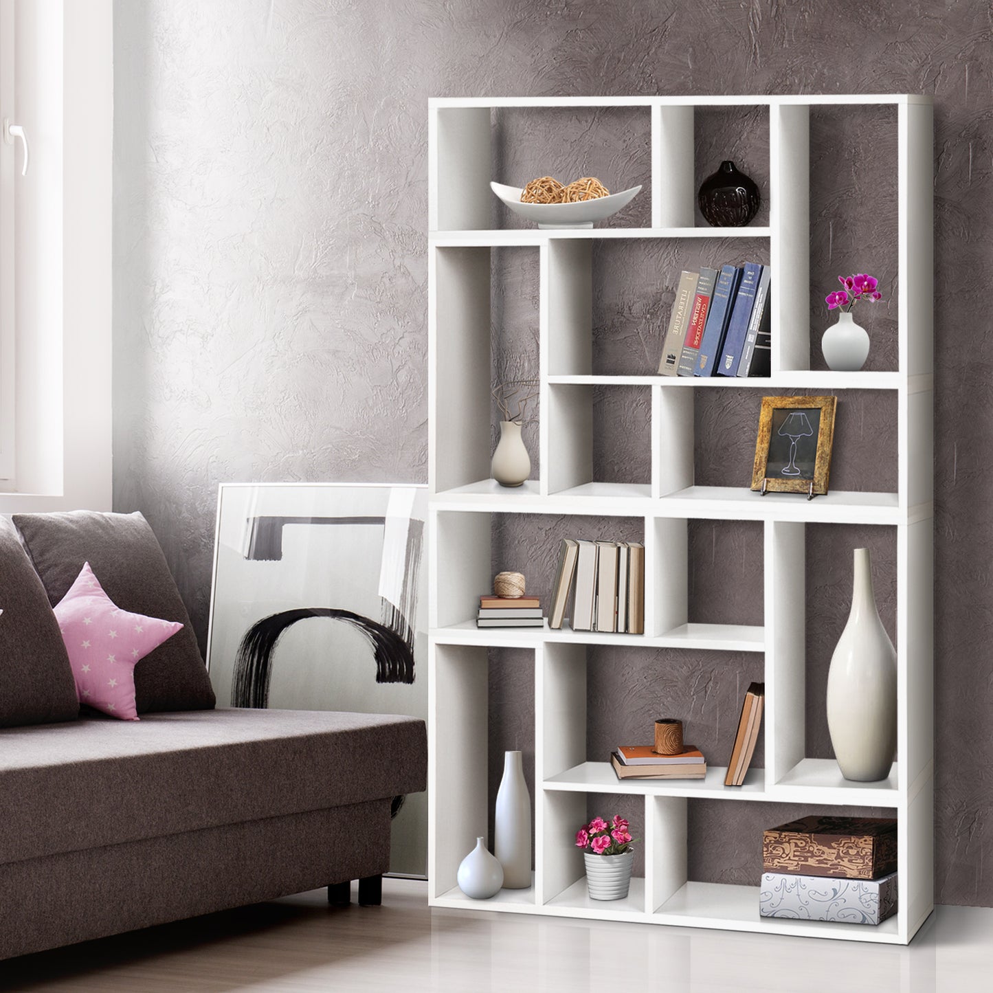 Artiss DIY L Shaped Display Shelf - White