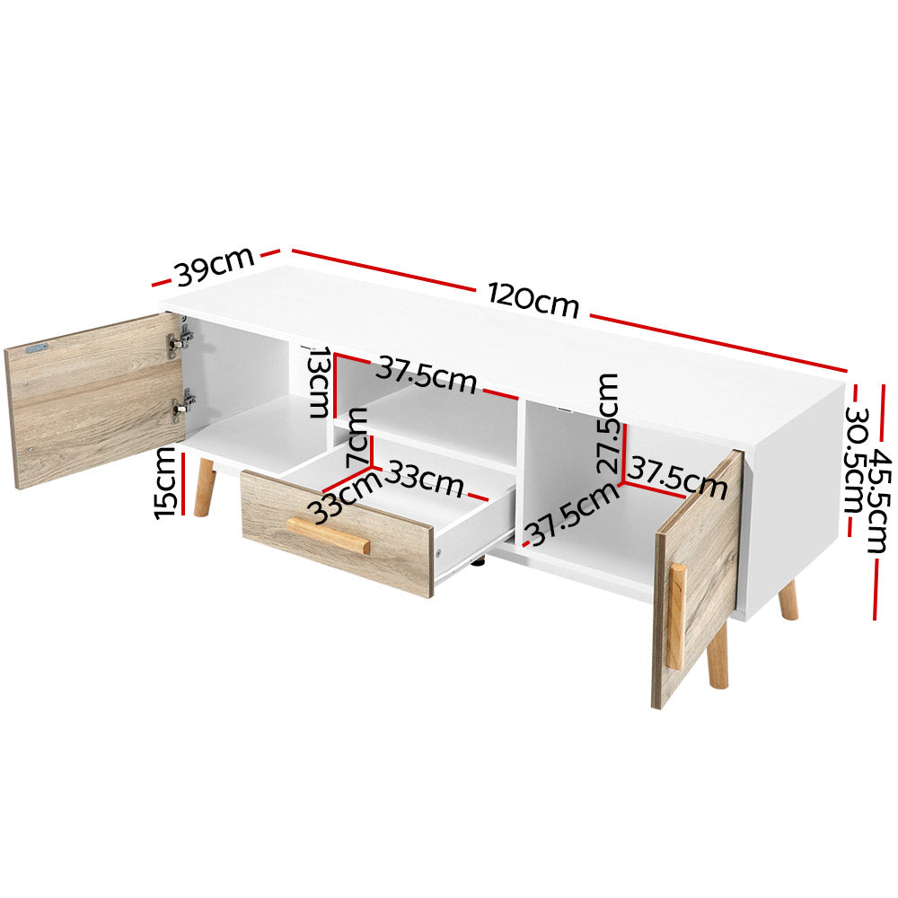 Artiss Wooden Entertainment Unit - White & Wood