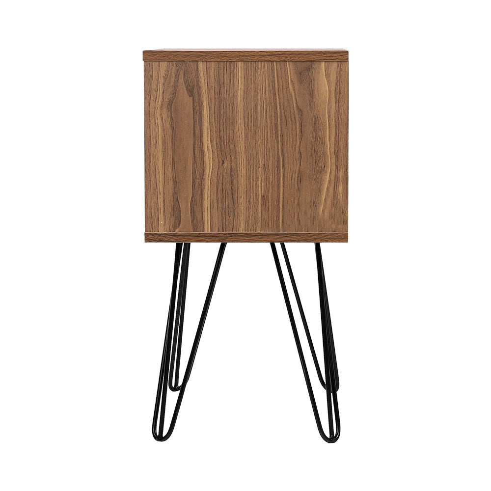 Artiss Bedside Table with Drawer - Grey & Walnut