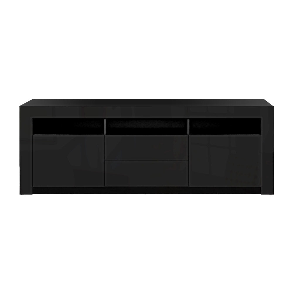 Artiss TV Cabinet Entertainment Unit Stand RGB LED High Gloss Furniture Storage Drawers Shelf 200cm Black