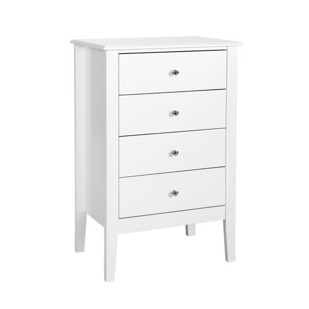 Artiss 4 Chest of Drawers Tallboy Storage Cabinet Bedside Table Dresser White