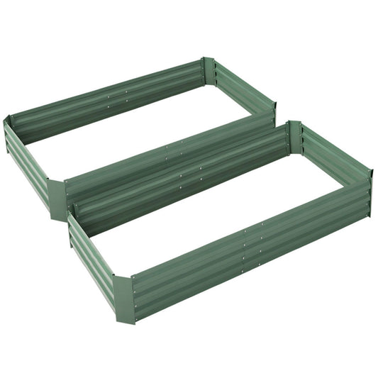 Greenfingers Garden Bed 150cm x 90cm 2x Galvanised Steel Raised Green Planter