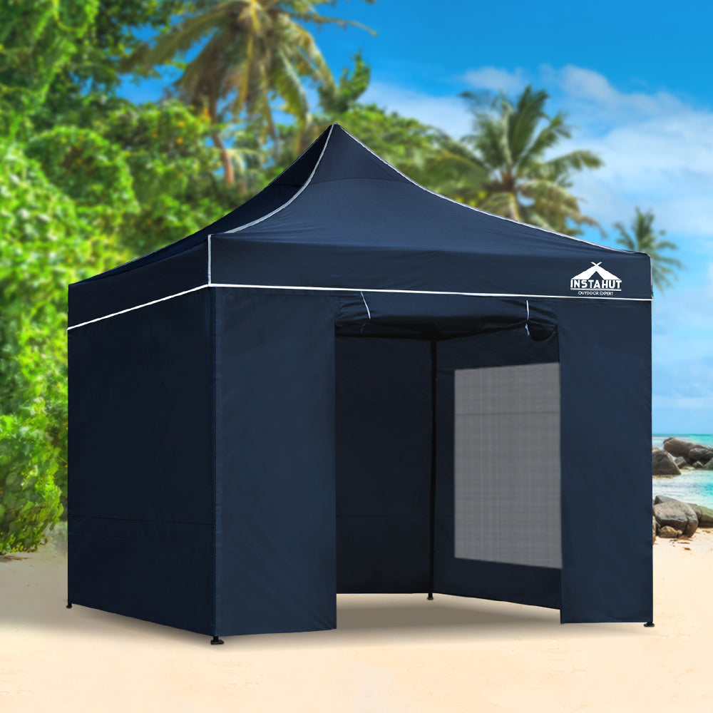 Instahut Gazebo Pop Up Marquee 3x3m Folding Wedding Tent Gazebos Shade Navy