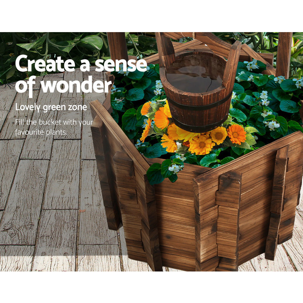 Gardeon Outdoor Garden Ornaments Wishing Well Planter Bucket Wooden Decor XL