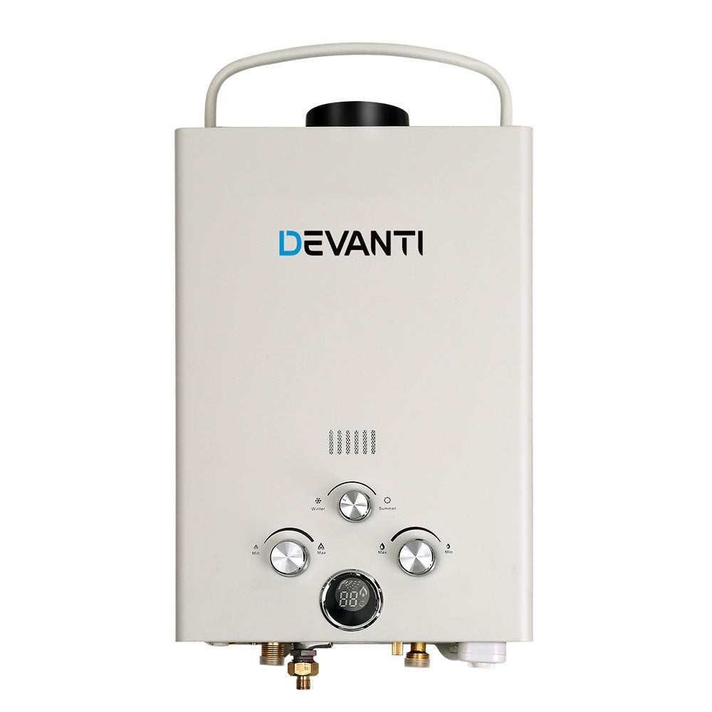 Devanti Portable Gas Water Heater 8LPM Outdoor Camping Shower Grey