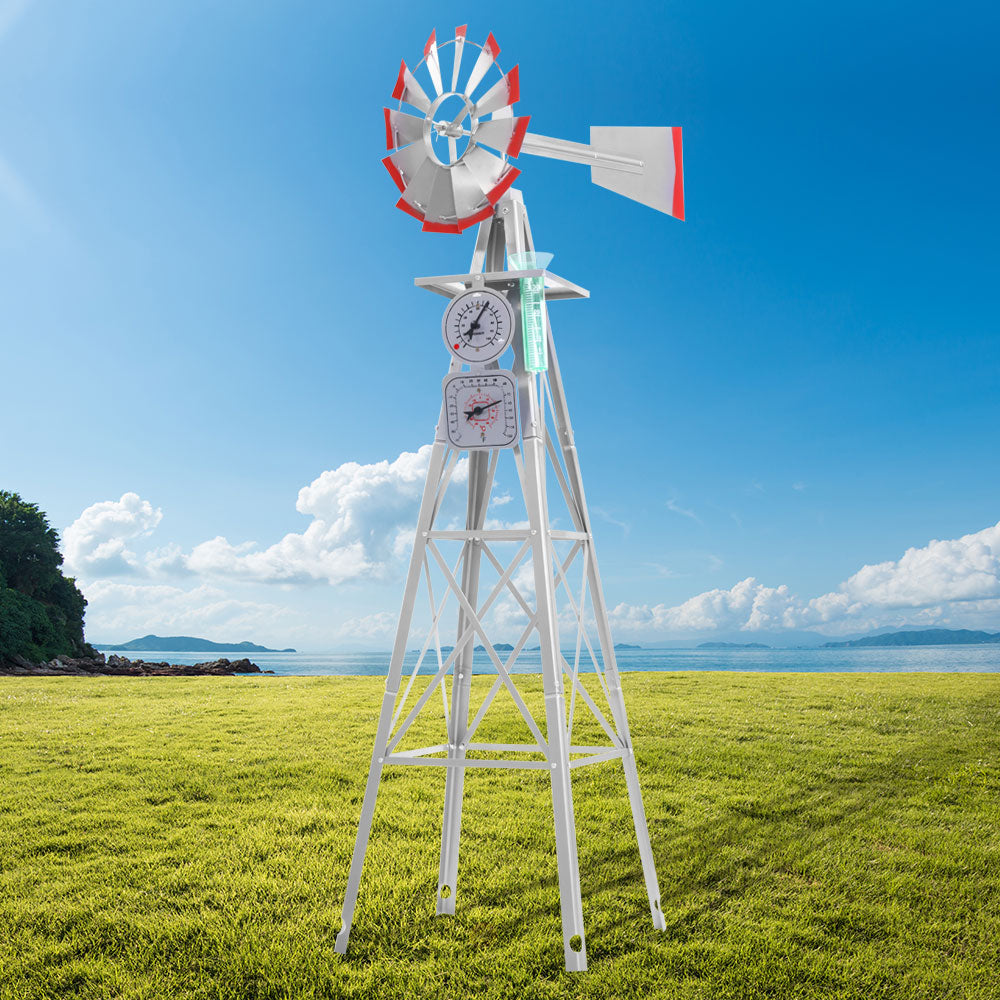 Garden Windmill 6FT 186cm Metal Ornaments Outdoor Decor Ornamental Wind Will