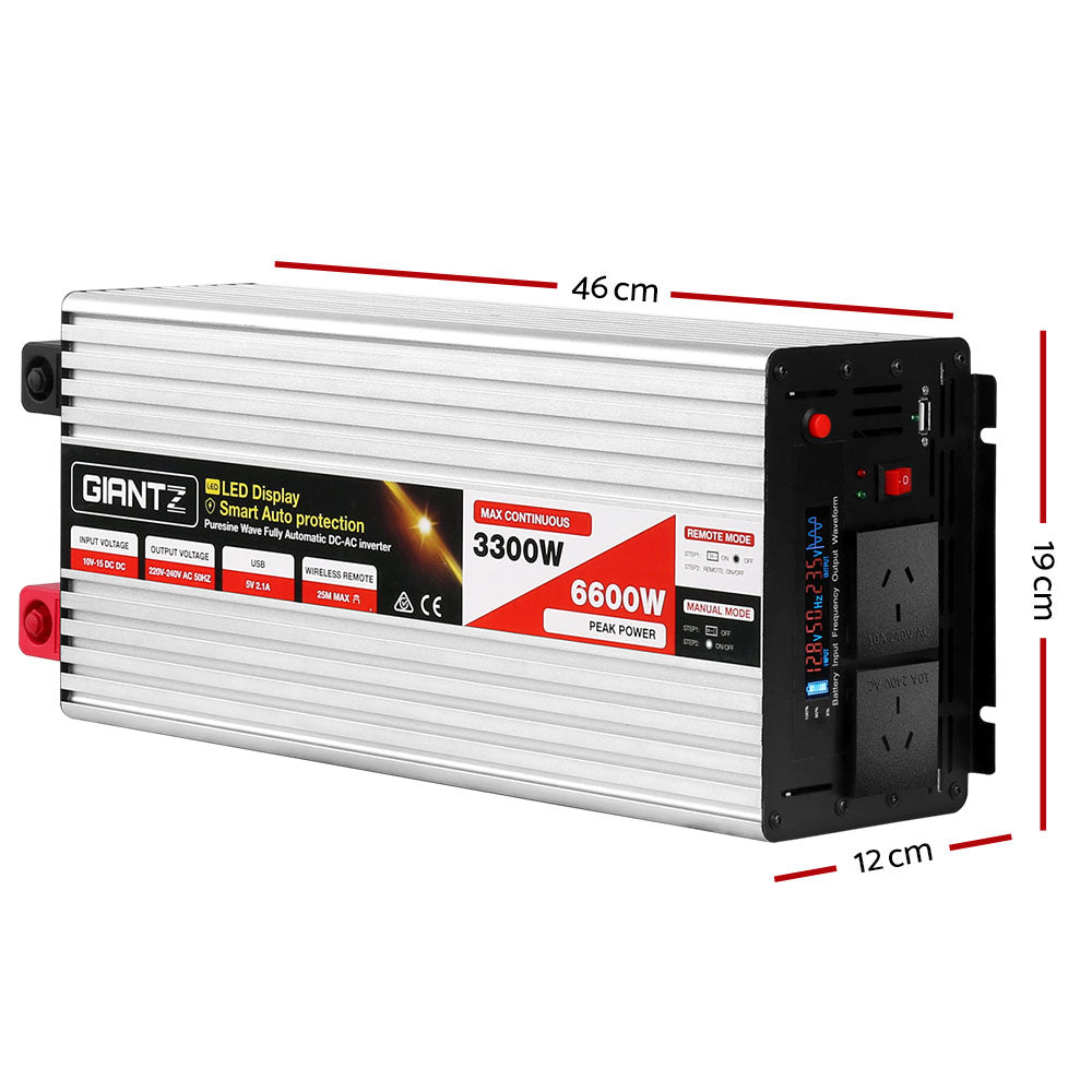 Giantz 3300W Puresine Wave DC-AC Power Inverter