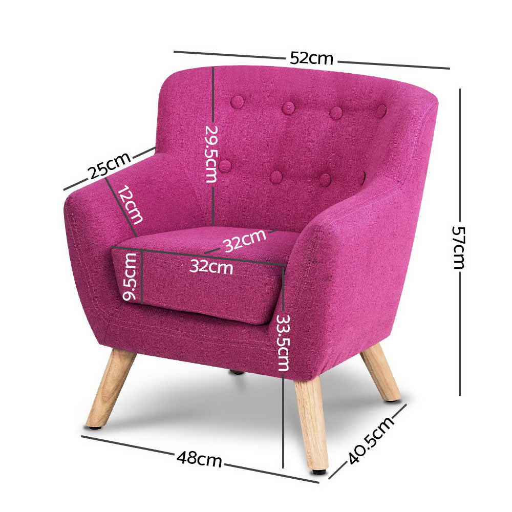 Keezi Kids Sofa Armchair Pink Linen Lounge Nordic French Couch Children Room