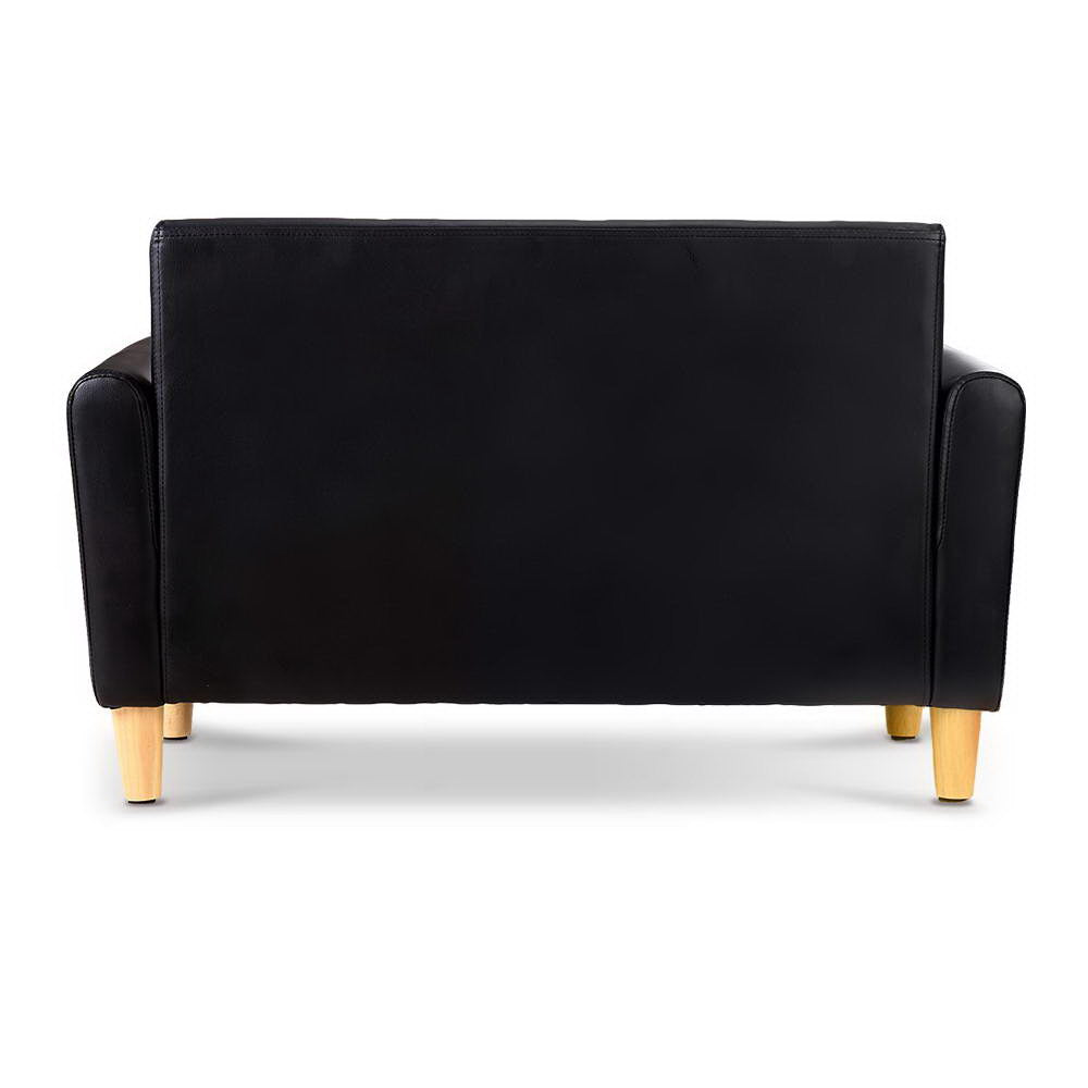 Keezi Kids Sofa Storage Armchair 2 Seater Black PU Leather Children Chair Couch