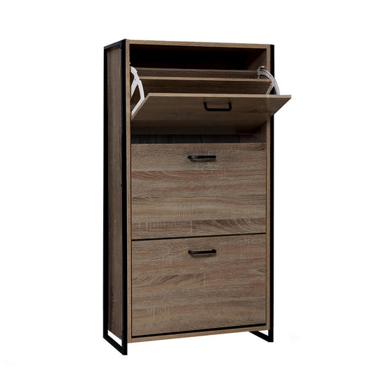 Artiss Shoe Cabinet Shoes Storage Rack Wooden Organiser Up to 24 Pairs Shelf Cupboard Metal Frame
