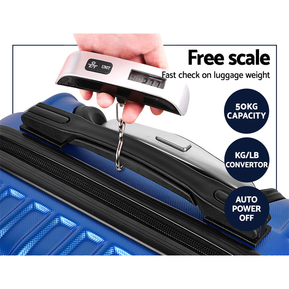 Wanderlite 3 Piece Lightweight Hard Suit Case Luggage Blue