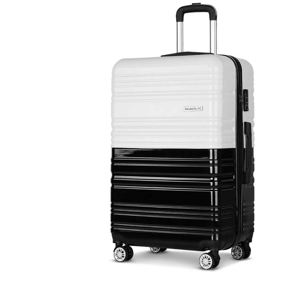 Wanderlite Lightweight Hard Suit Case Luggage Black & White