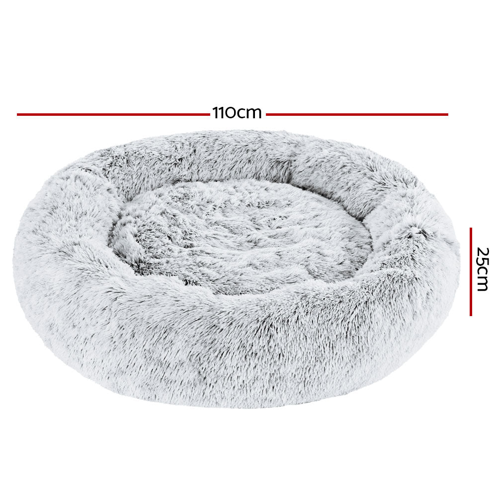 i.Pet Pet bed Dog Cat Calming Pet bed Extra Large 110cm Charcoal Sleeping Comfy Washable