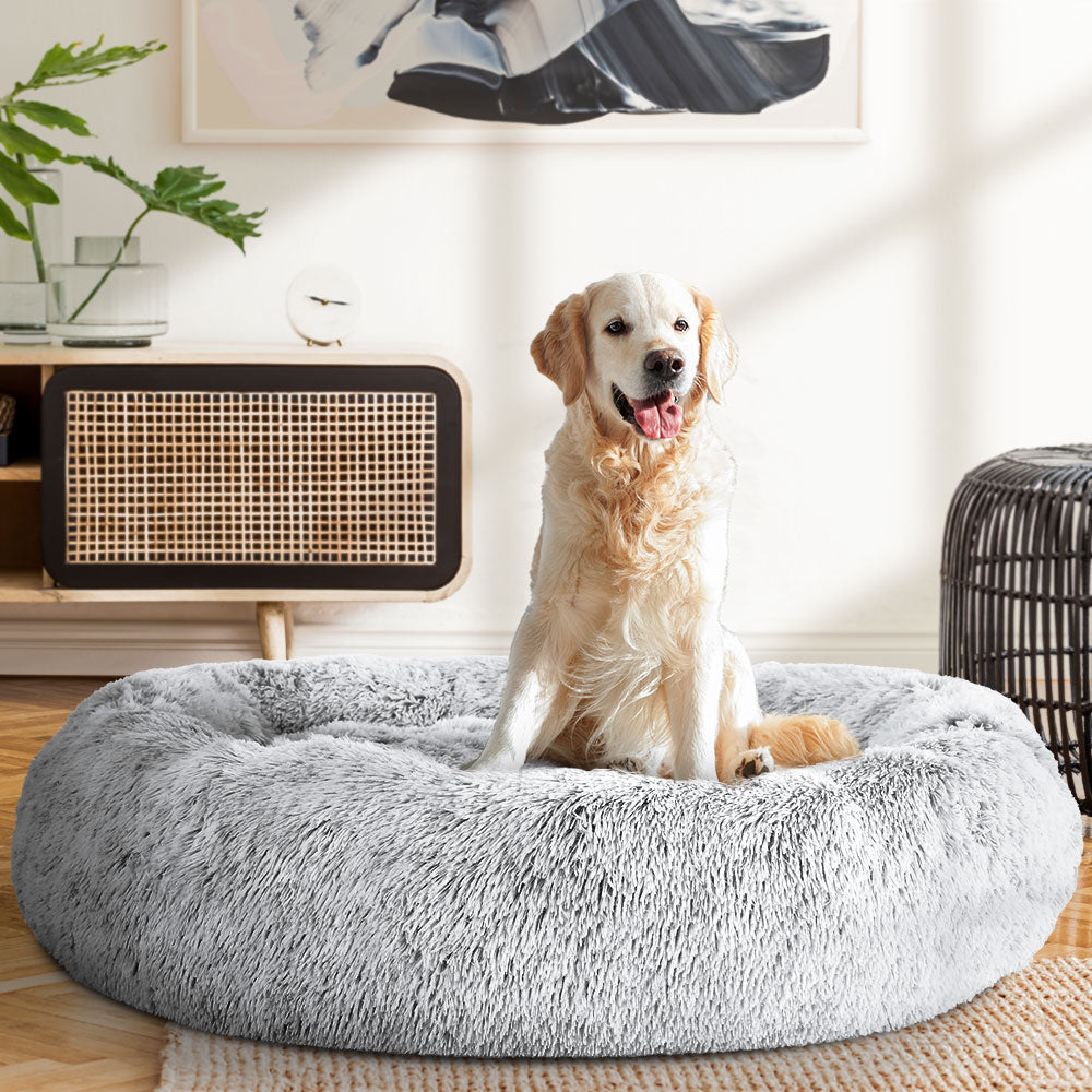i.Pet Pet bed Dog Cat Calming Pet bed Extra Large 110cm Charcoal Sleeping Comfy Washable
