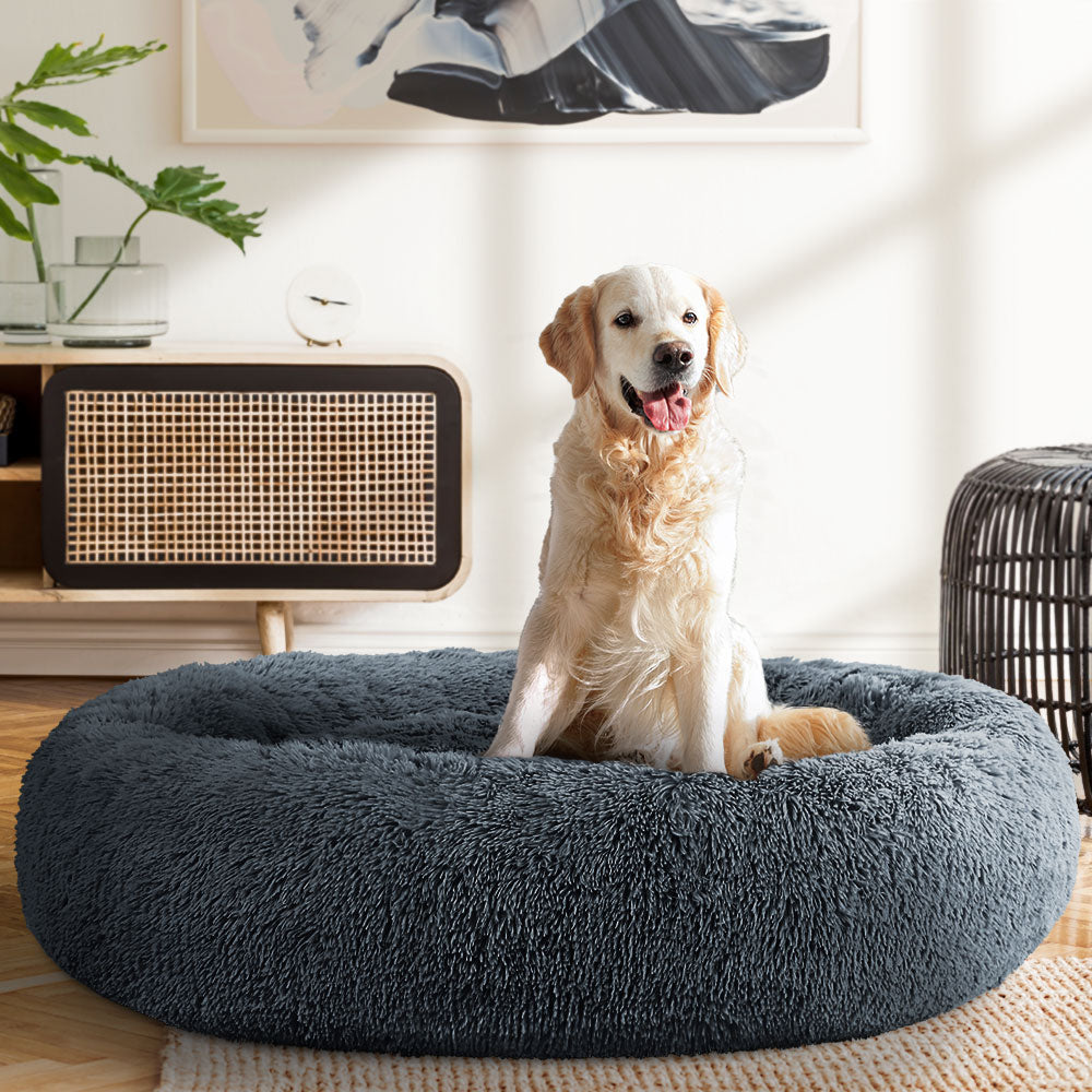 i.Pet Pet bed Dog Cat Calming Pet bed Extra Large 110cm Dark Grey Sleeping Comfy Washable