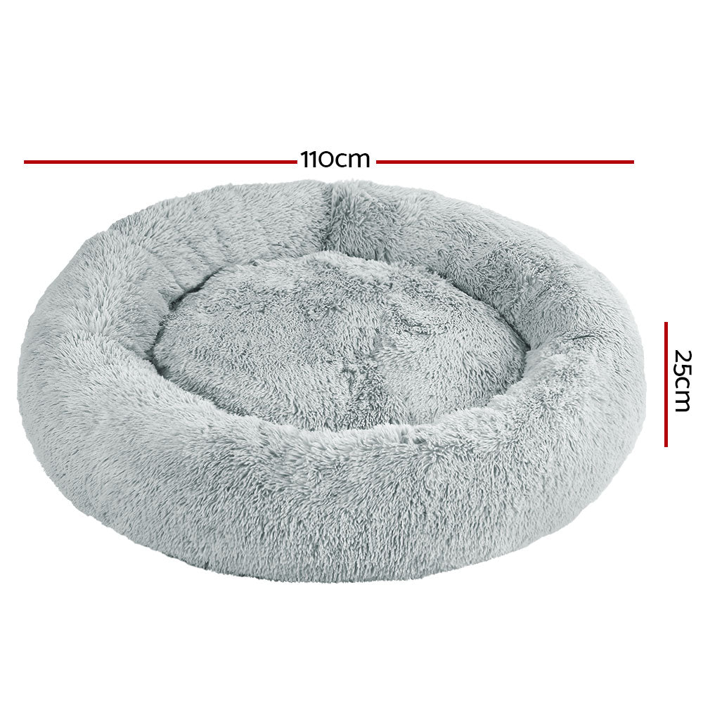 i.Pet Pet bed Dog Cat Calming Pet bed Extra Large 110cm Light Grey Sleeping Comfy Washable