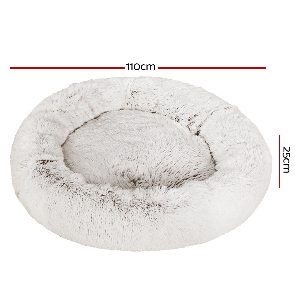 i.Pet Pet bed Dog Cat Calming Pet bed Extra Large 110cm Charcoal Sleeping Comfy Washable