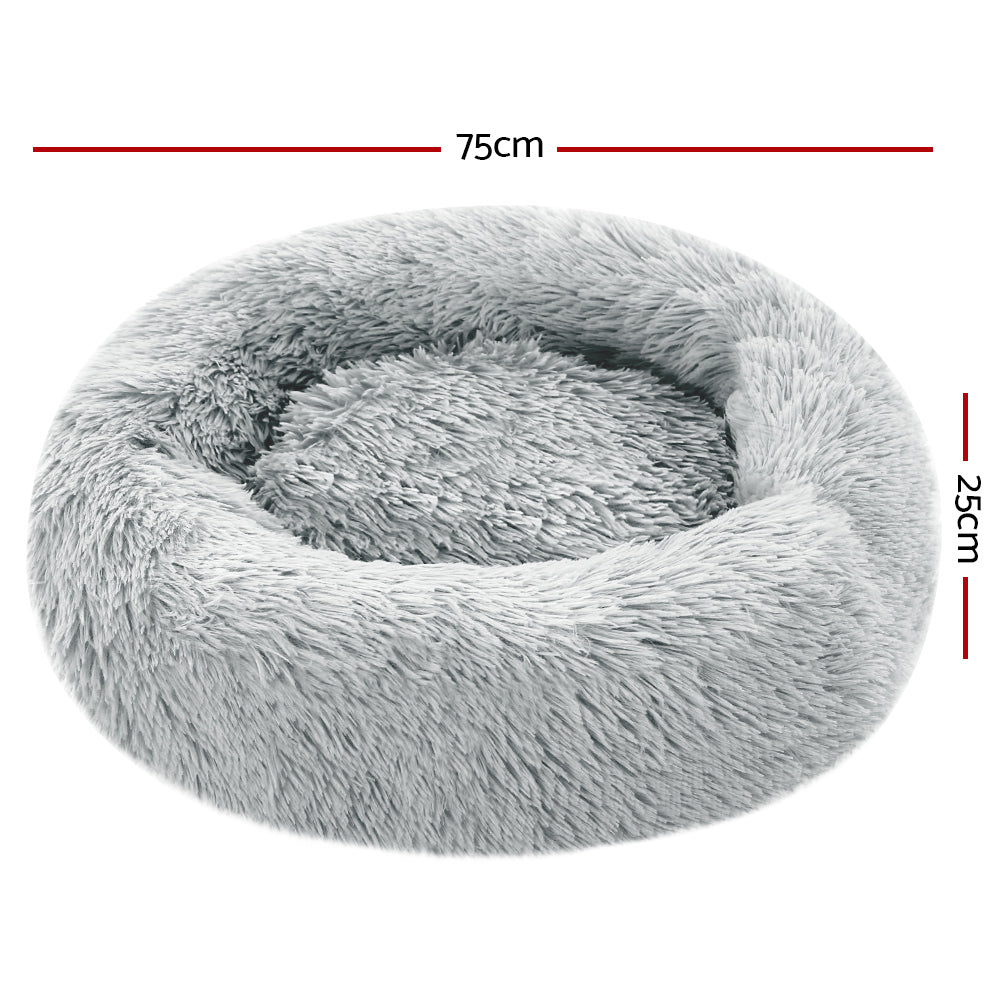 i.Pet Pet bed Dog Cat Calming Pet bed Medium 75cm Light Grey Sleeping Comfy Cave Washable