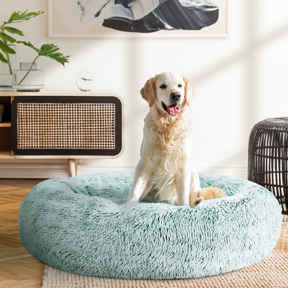 i.Pet Pet bed Dog Cat Calming Pet bed Large 90cm Teal Sleeping Comfy Cave Washable