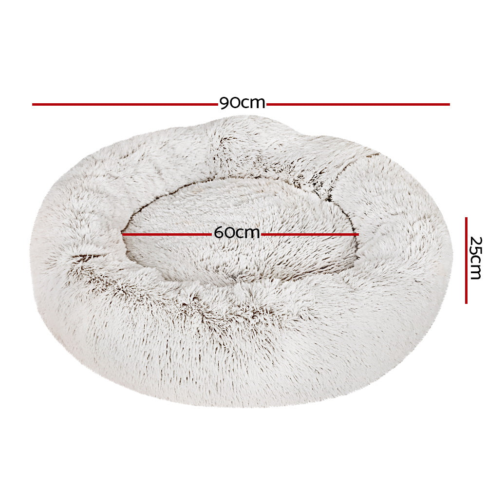 i.Pet Pet bed Dog Cat Calming Pet bed Large 90cm White Sleeping Comfy Cave Washable