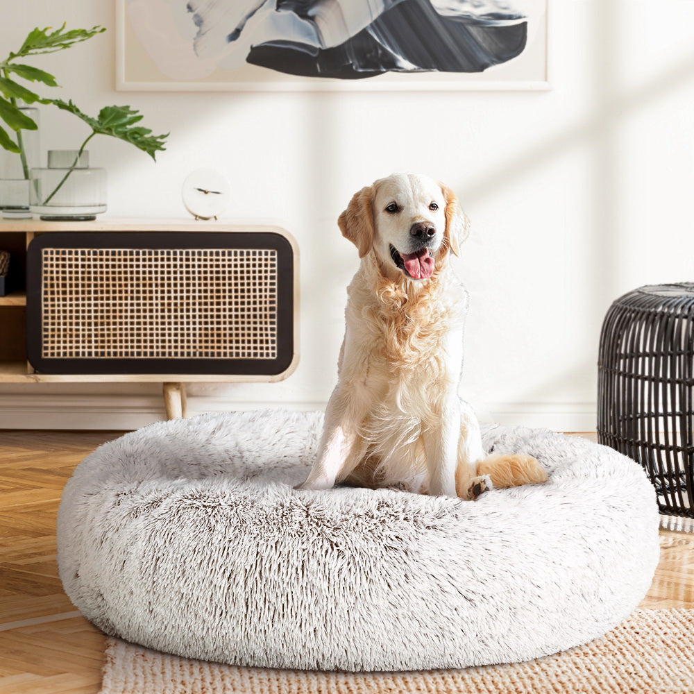 i.Pet Pet bed Dog Cat Calming Pet bed Large 90cm White Sleeping Comfy Cave Washable