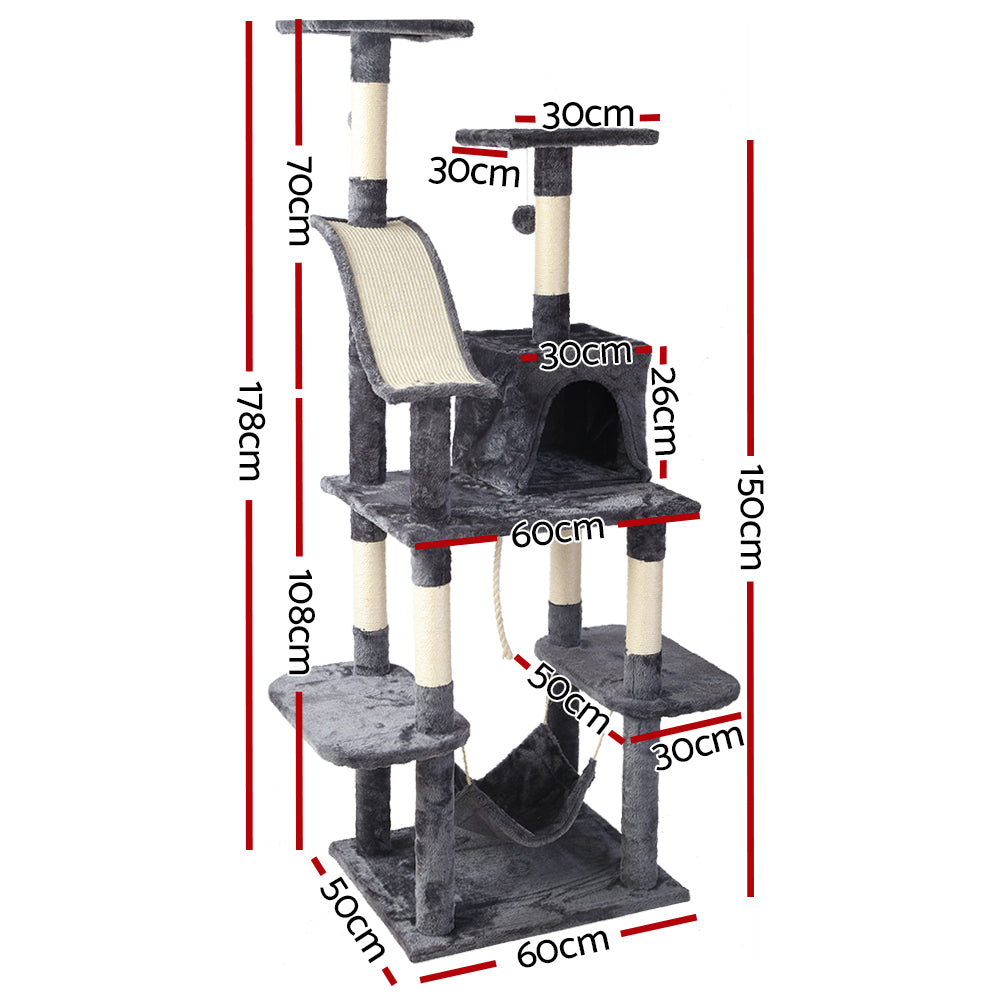 i.Pet Cat Tree 171cm Trees Scratching Post Scratcher Tower Condo House Furniture Wood