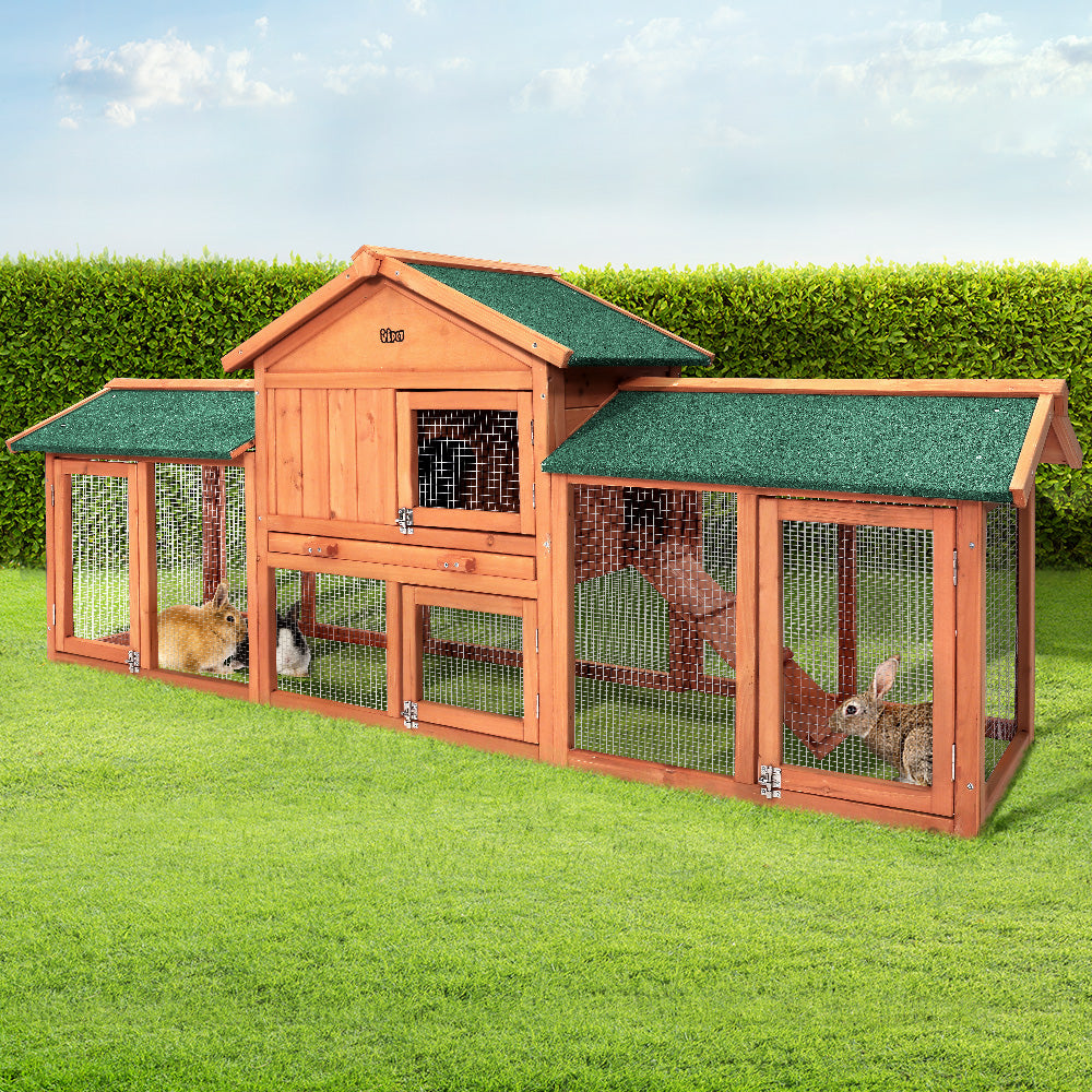 i.Pet Rabbit Hutch Hutches Large Metal Run Wooden Cage Chicken Coop Guinea Pig