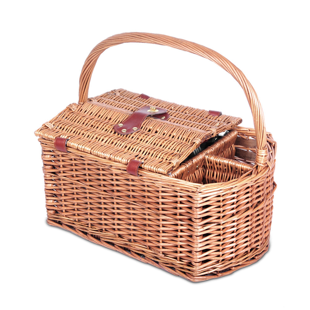 Alfresco 4 Person Picnic Basket Set Basket Outdoor Insulated Blanket Deluxe