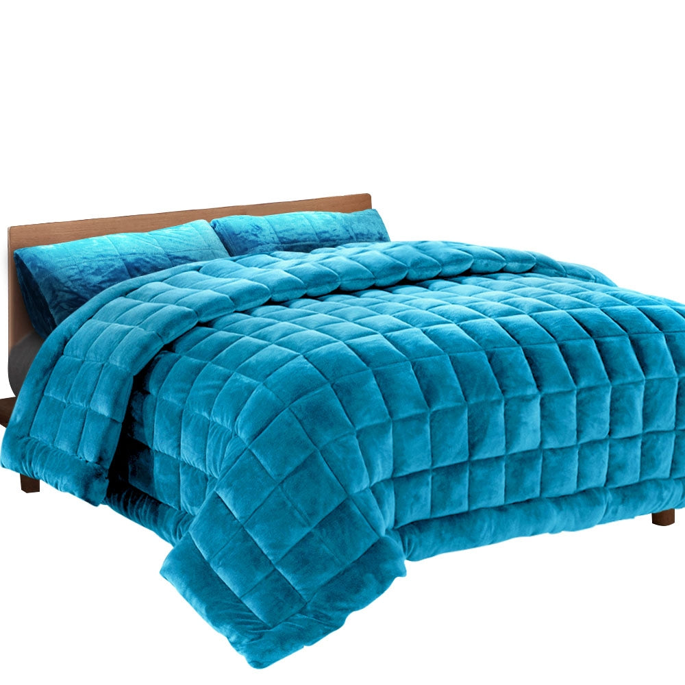 Giselle Bedding Faux Mink Quilt King Size Teal