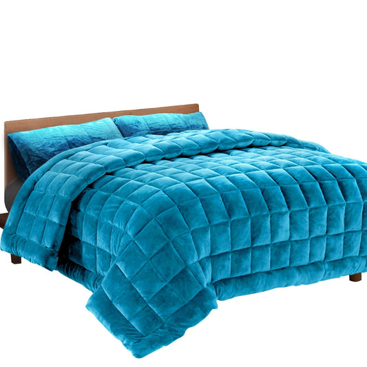 Giselle Bedding Faux Mink Quilt King Size Teal