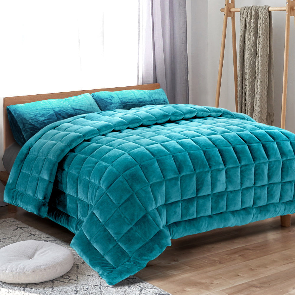 Giselle Bedding Faux Mink Quilt King Size Teal