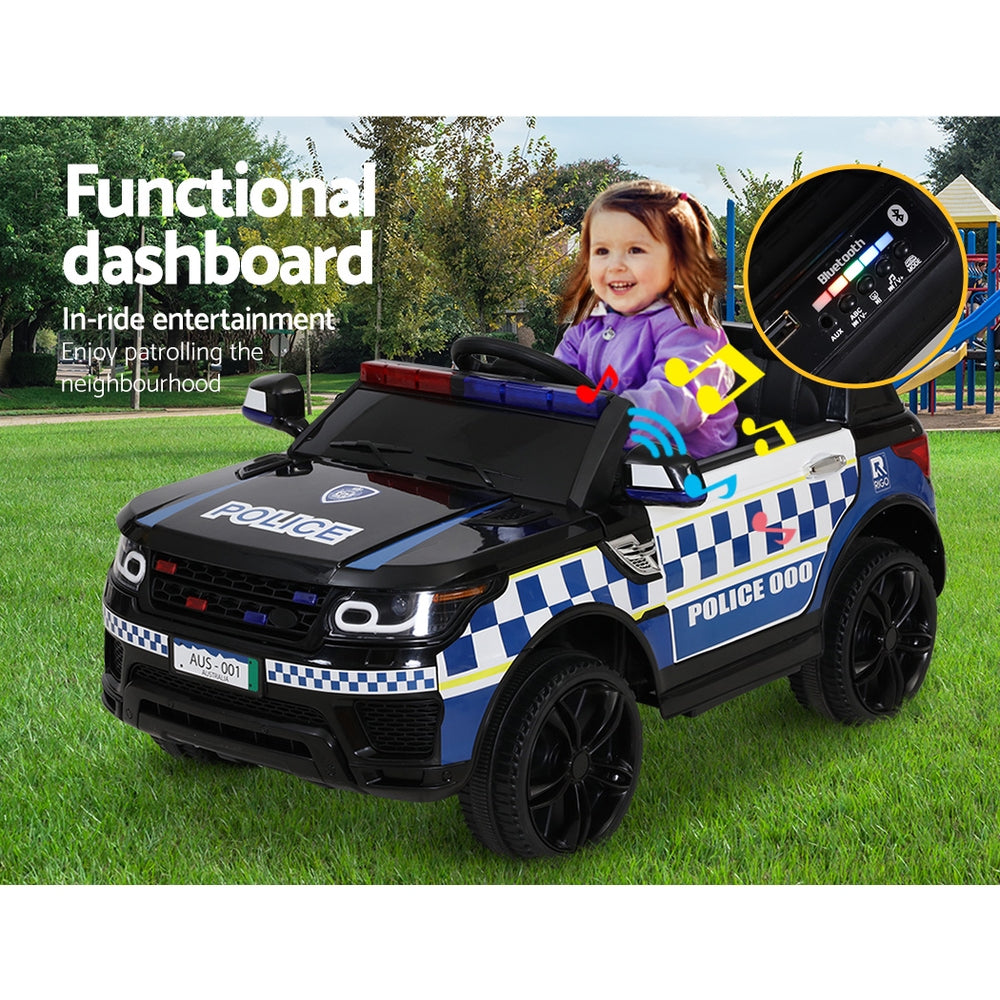 Rigo Kids Ride On Car Inspired Patrol Police Electric Powered Toy Cars Black