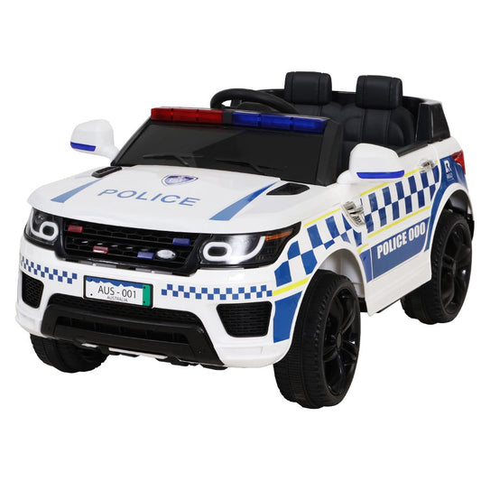 Rigo Kids Ride On Car Inspired Patrol Police Electric Powered Toy Cars White