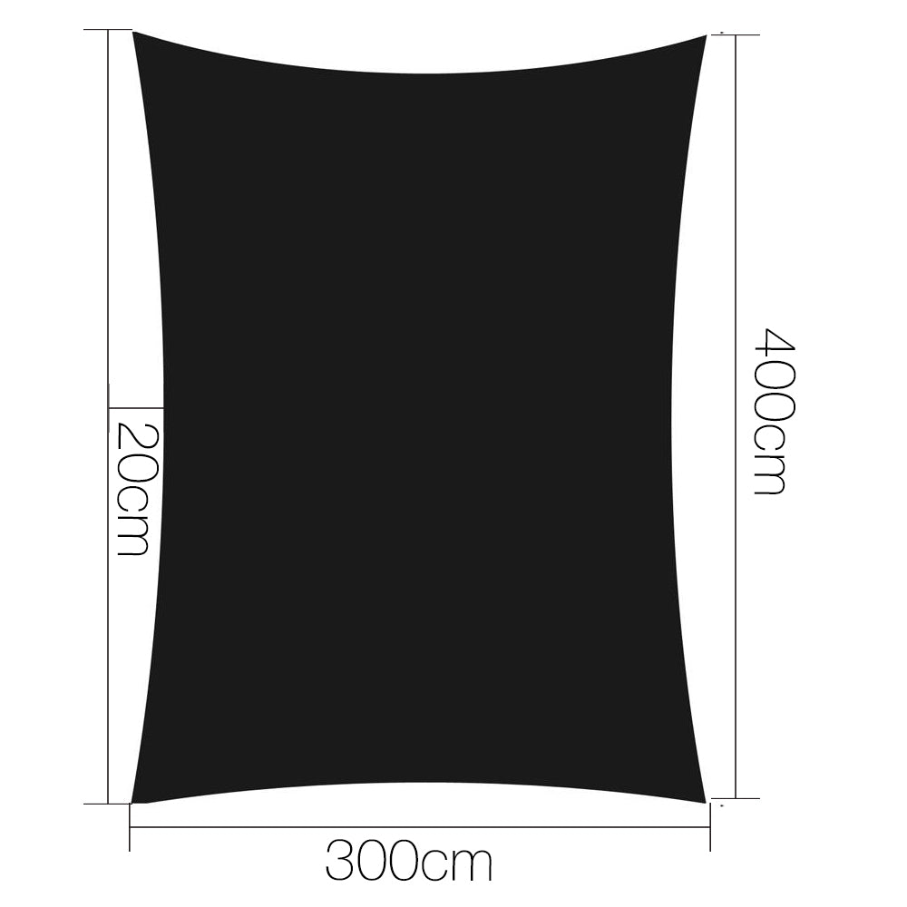 Instahut 3 x 4m Rectangle Shade Sail Cloth - Black