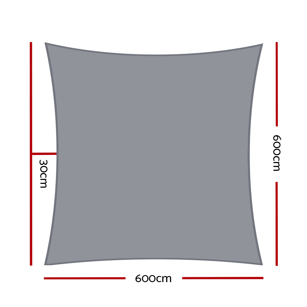 Instahut Sun Shade Sail Cloth Shadecloth Outdoor Canopy Square  280gsm 6x6m