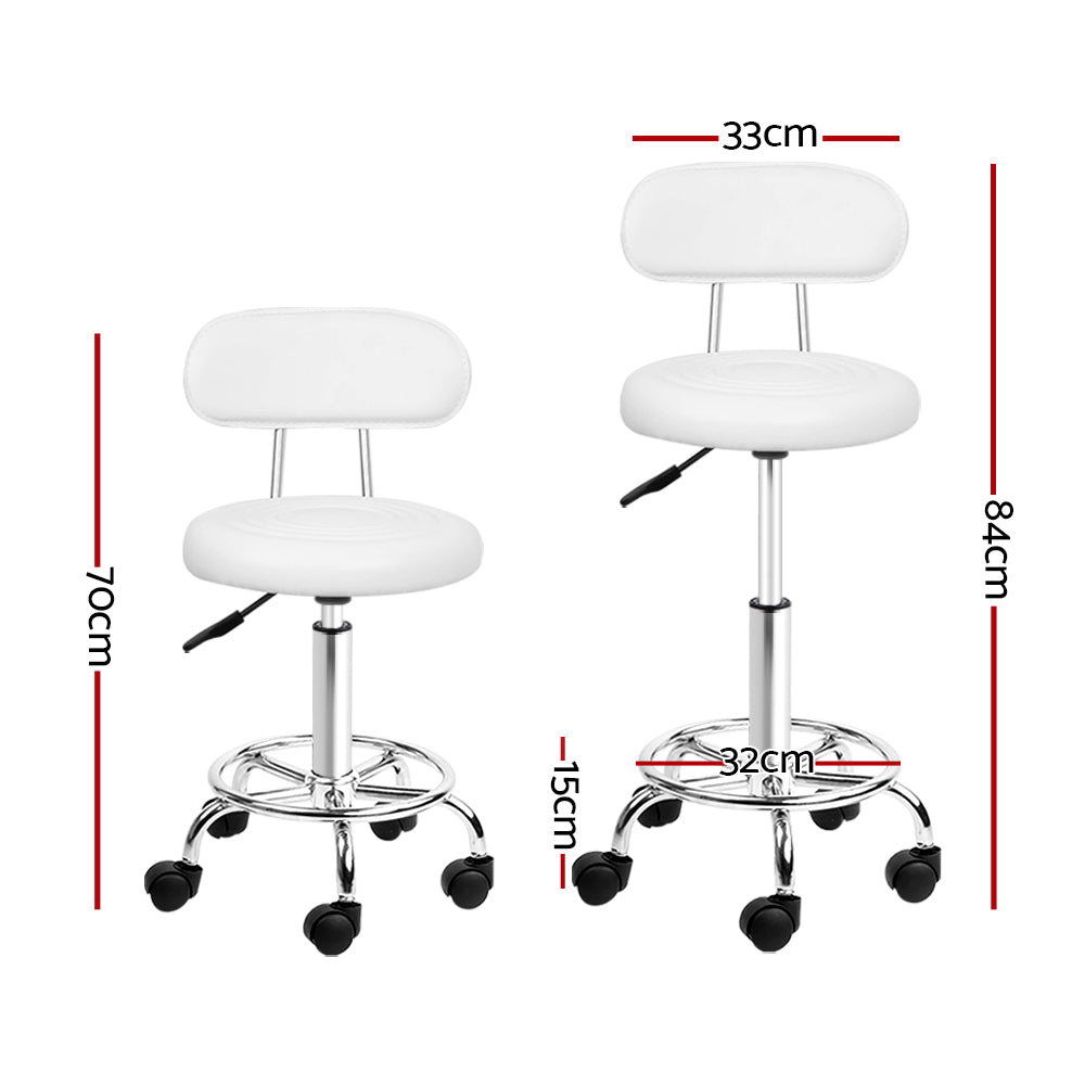 Artiss PU Leather Swivel Salon Stool - White